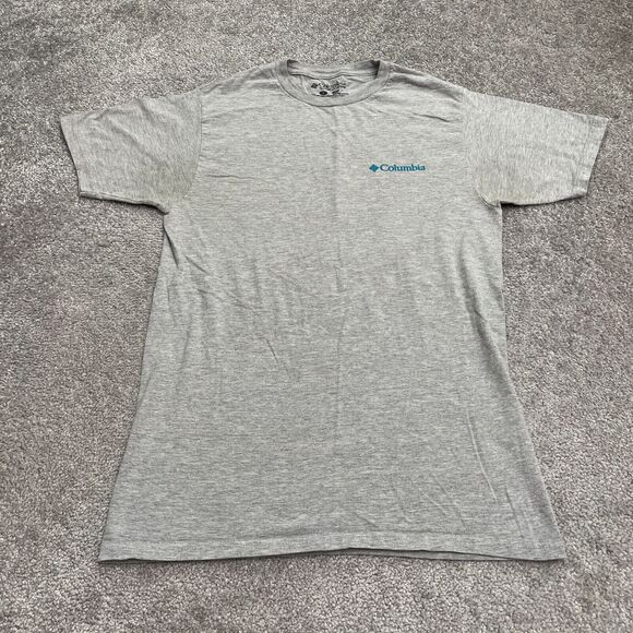 Columbia Graphic T-Shirt Men Small Gray Crew Neck Short Sleeve Cotton Casual Tee - Picture 1 of 12